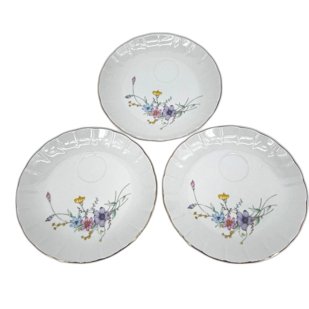 Empress by Haruta Small Snack Tea Decorative Plates VTG 8" Set of 3 Wildflowers